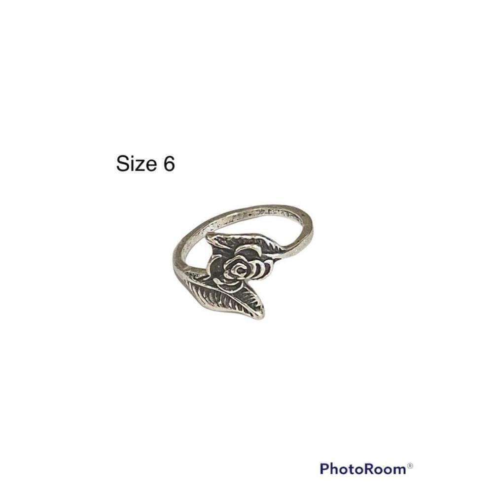 Rose Ring Silver Antiqued Size 6